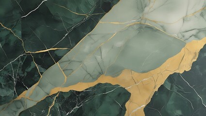 Luxurious Green Marble Texture with Gold and White Veining