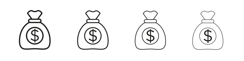 Money bag icon outline vector for web ui. Editable stroke.