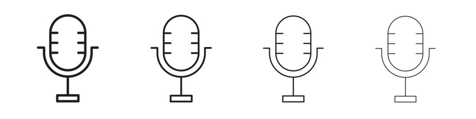 Microphone icon outline vector for web ui. Editable stroke.