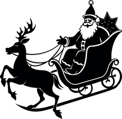 santa claus riding sleigh silhouette