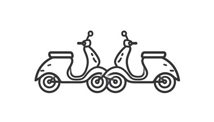 Two linked scooters in outline