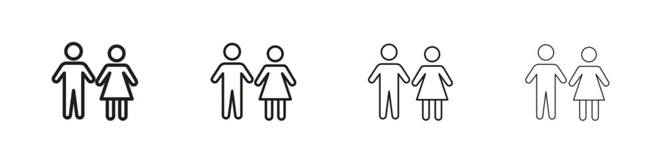 Man and woman icon outline vector for web ui. Editable stroke.