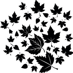 falling autumn leaves silhouette vectors