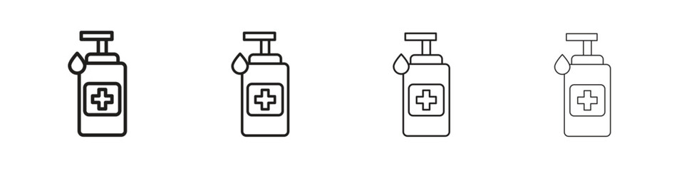 Hand sanitizer icon outline vector for web ui. Editable stroke.