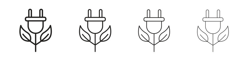 Green energy icon outline vector for web ui. Editable stroke.