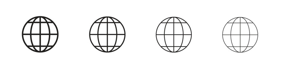 Globe icon outline vector for web ui. Editable stroke.