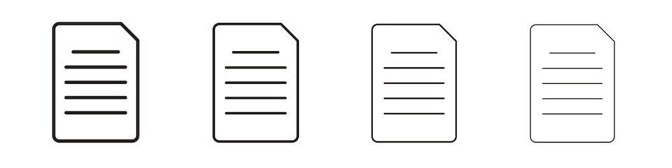 Document icon outline vector for web ui. Editable stroke.