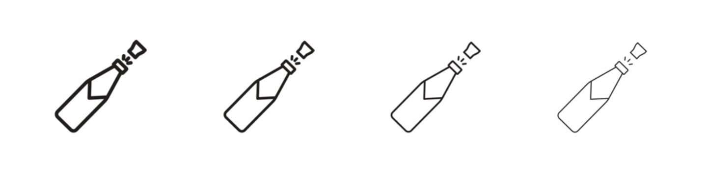 Champagne bottle icon outline vector for web ui. Editable stroke.