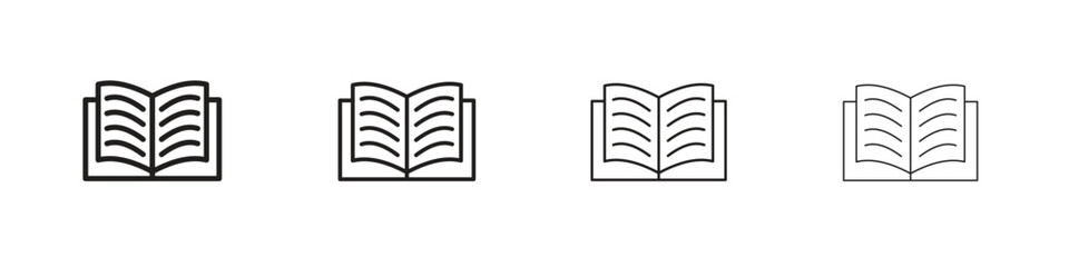 Book icon outline vector for web ui. Editable stroke.