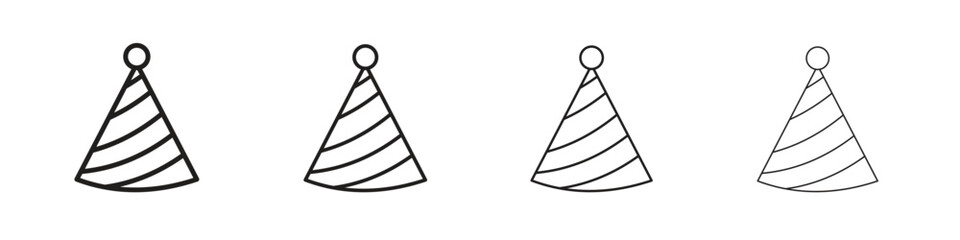 Birthday hat icon outline vector for web ui. Editable stroke.