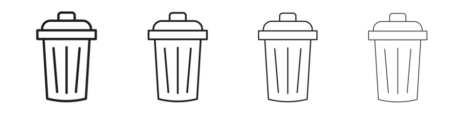 Bin icon outline vector for web ui. Editable stroke.