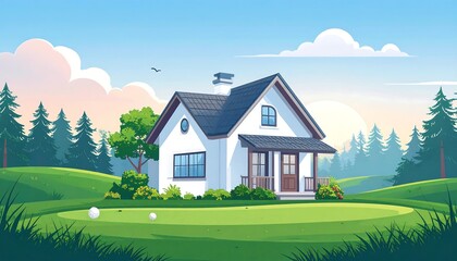 Suburban home in a golf course setting