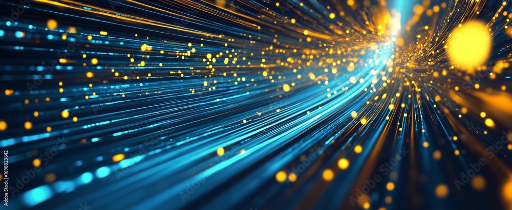 Poster abstract light trails with particles creating an elegant futuristic feel.