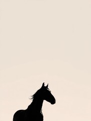 Silhouette of a Horse Against a Light Background at Dusk