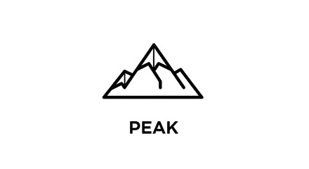 Minimalist mountain peak icon symbolizing achievement and adventure
