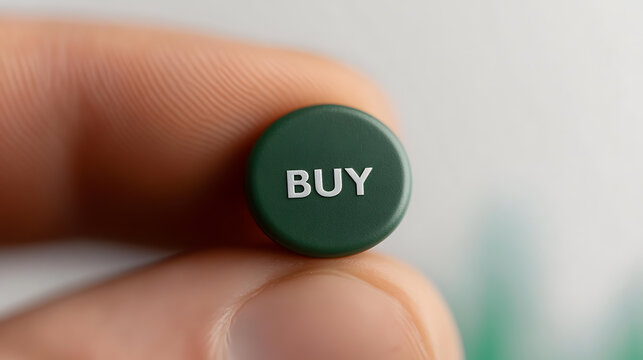 Press the button to purchase and invest, driving financial decisions and symbolizing market activity. A digital call to action for trading.