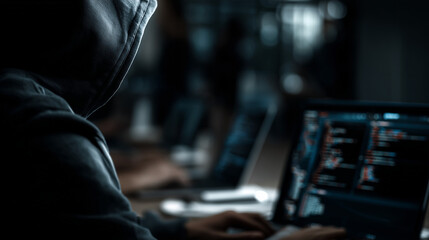 hacker working on his laptop