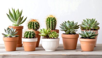 Obraz premium Succulents and cacti in terracotta pots