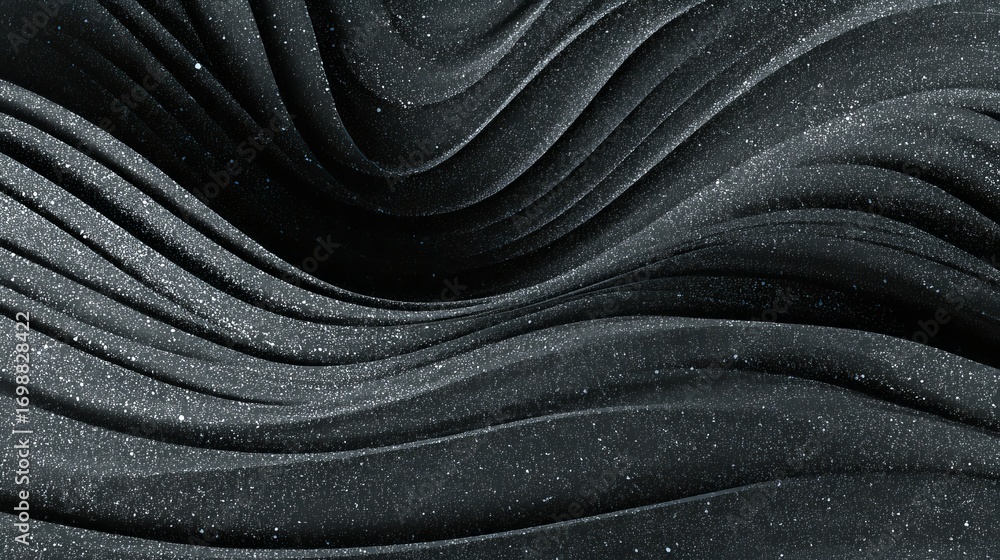 Poster abstract black waves texture background with sparkling highlights and textural pattern