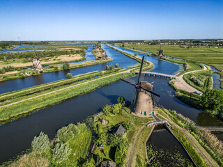 Unesco Werelderfgoed Kinderdijk Molens, Ancient Windmills in Kinderdijk in Netherlands, near Rotterdam