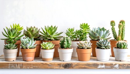 Fototapeta premium Succulents on a wooden shelf