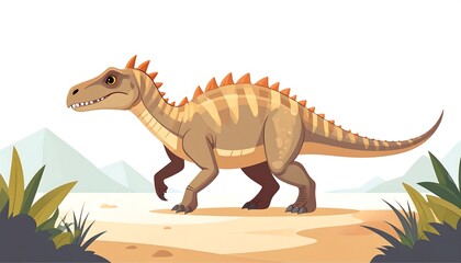 Cartoon dinosaur in a desert landscape