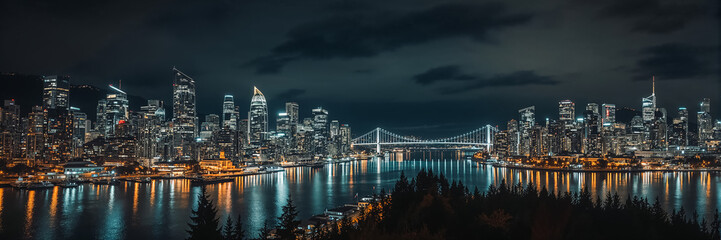 stunning city of Vancouver Canada, night