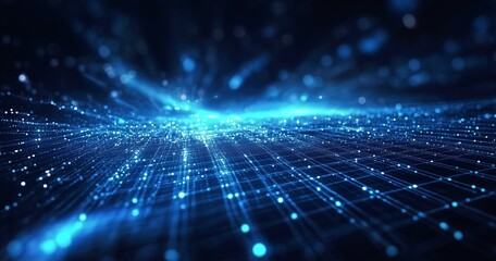 Obraz premium Abstract Futuristic Technology Backdrop Shows Blue Data Streams and Network Connections