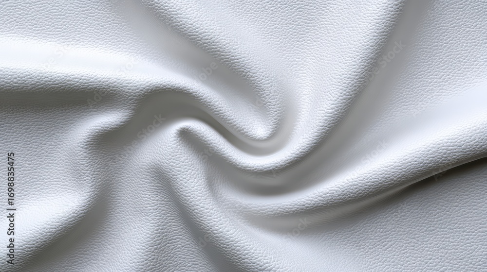 Poster white fabric with a wavy pattern. the fabric is smooth and shiny. the pattern is made up of small do