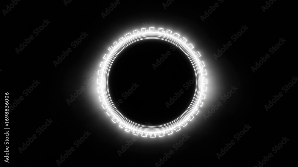 Aufkleber illuminated circular pattern with glowing edges against a dark background at night