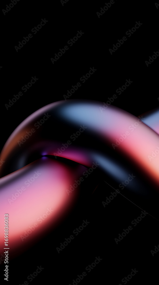 Aufkleber abstract iridescent wave forms. sleek metallic tubes weave in and out of the deep shadows to create 