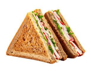 Sandwich with crab stick in brown cardboard triangle packaging isolated on white background

Important information
