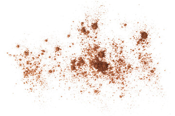  Pile ground cocoa flying, powder isolated on white background, clipping path