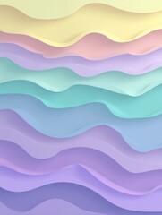Colorful Layers of Wavy Pastel Textures Create a Serene and Calming Visual in an Abstract Format, Perfect for Modern Decor and Art Projects