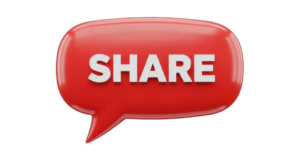 Red 3D Share Speech Bubble Icon.