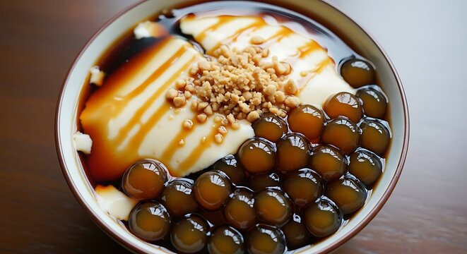 Taiwanese Dessert - Tofu Pudding with Tapioca Pearls.