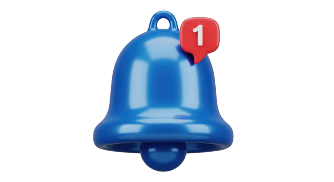 Blue Notification Bell with Red Number One Alert.