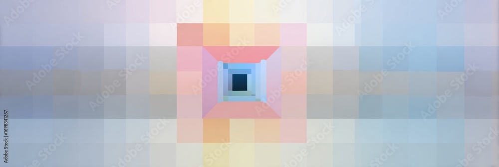 Poster Colorful Geometric Pattern Creating a Sense of Depth in a Minimalist Abstract Design