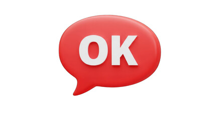 Red Speech Bubble with OK Message Communication Symbol.
