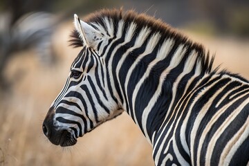 Naklejka premium Close-Up Photograph of Zebra Fur Pattern with Striking Black and White Stripes