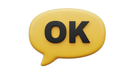 3D Rendered OK Speech Bubble Icon.