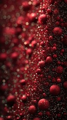 Bubbles and shimmer create an enchanting red texture in a close-up view
