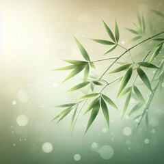 Naklejka premium bamboo leaves on bamboo