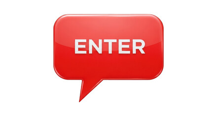 Glossy Red ENTER Speech Bubble Icon.