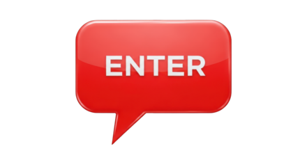 Glossy Red ENTER Speech Bubble Icon.