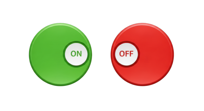 On and Off Toggle Switches Green and Red Buttons.