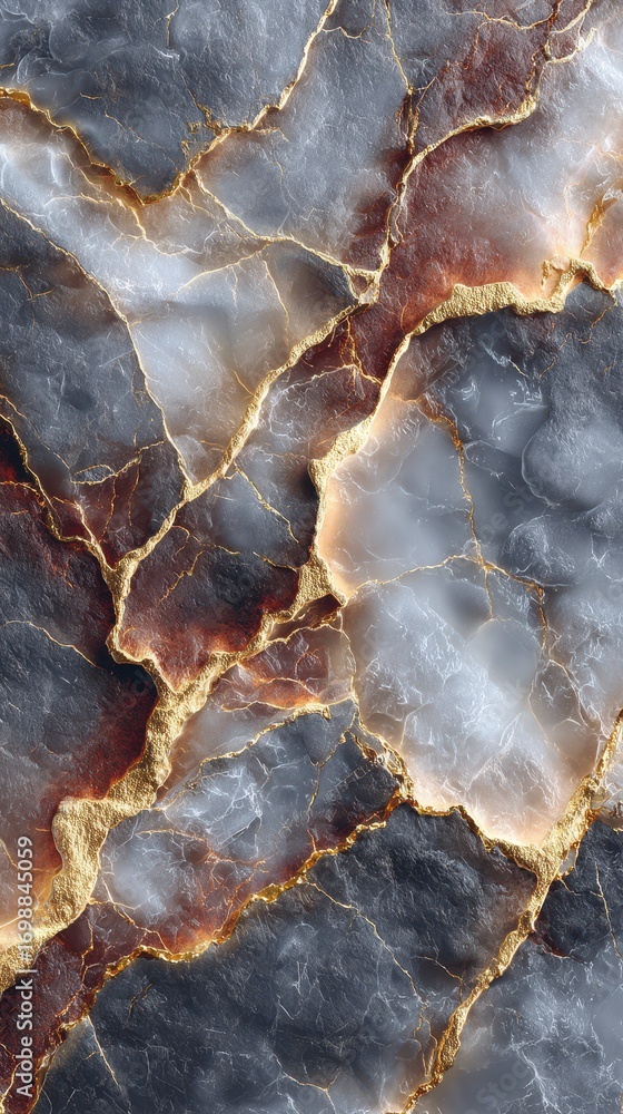 Poster intricate marble texture with golden veins and dark grey stone patterns showcasing a blend of elegan