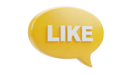 Yellow 3D LIKE Speech Bubble Icon.