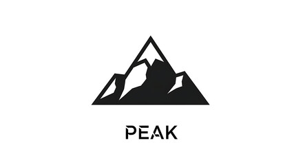 Bold, minimalist illustration of a mountain peak against a white background