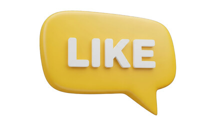 3D Rendered Yellow Like Speech Bubble Icon.